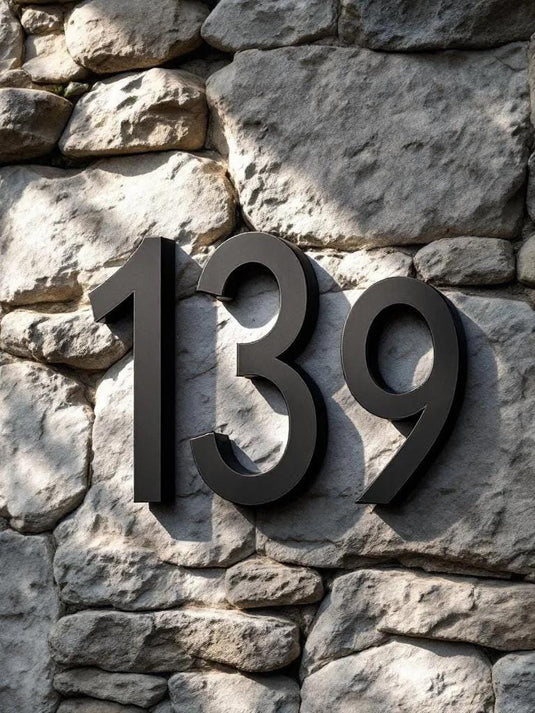 Custom 3D Printed House Numbers | Modern Black, Self Adhesive Or Screw ( with Floating option)