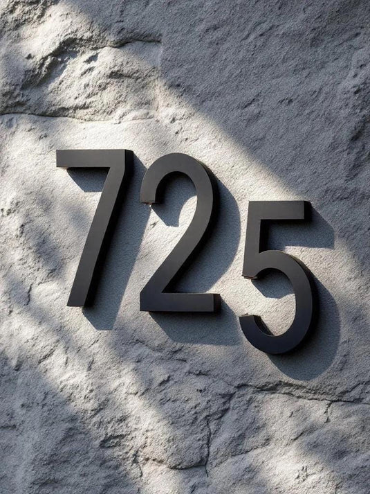 Custom 3D Printed House Numbers | Modern Black, Self Adhesive Or Screw ( with Floating option) — view 7
