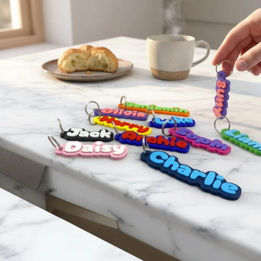 Custom 3D Printed Name Keychain | Personalized Backpacks & School Name Tag — view 2