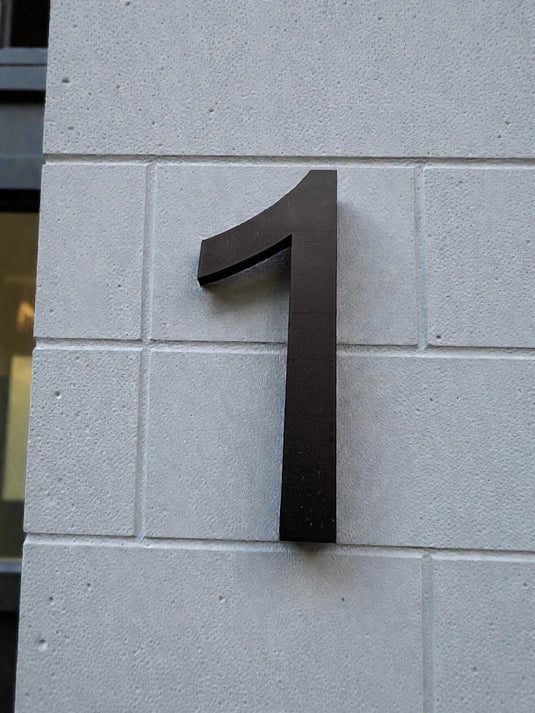 Custom 3D Printed House Numbers | Modern Black, Self Adhesive Or Screw ( with Floating option) — view 4