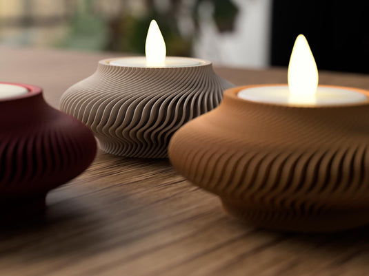 Set of 3 Japandi Modern Tealight Holders, Lantern Decor — view 5